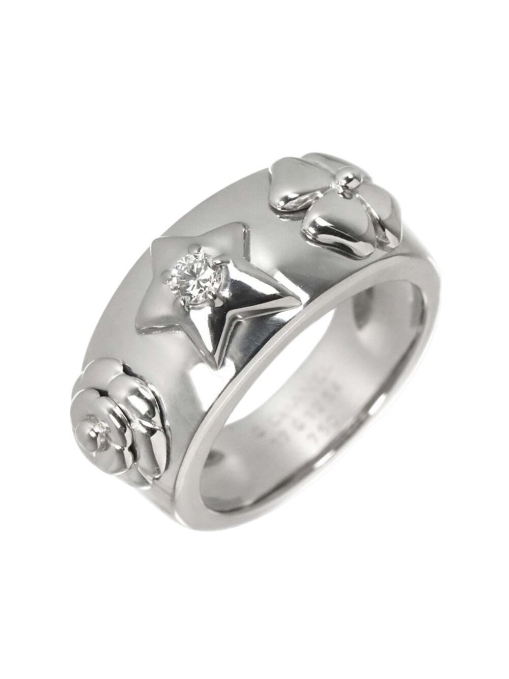 Chanel Three Symbols Ring Diamond 18k WG White Gold 750